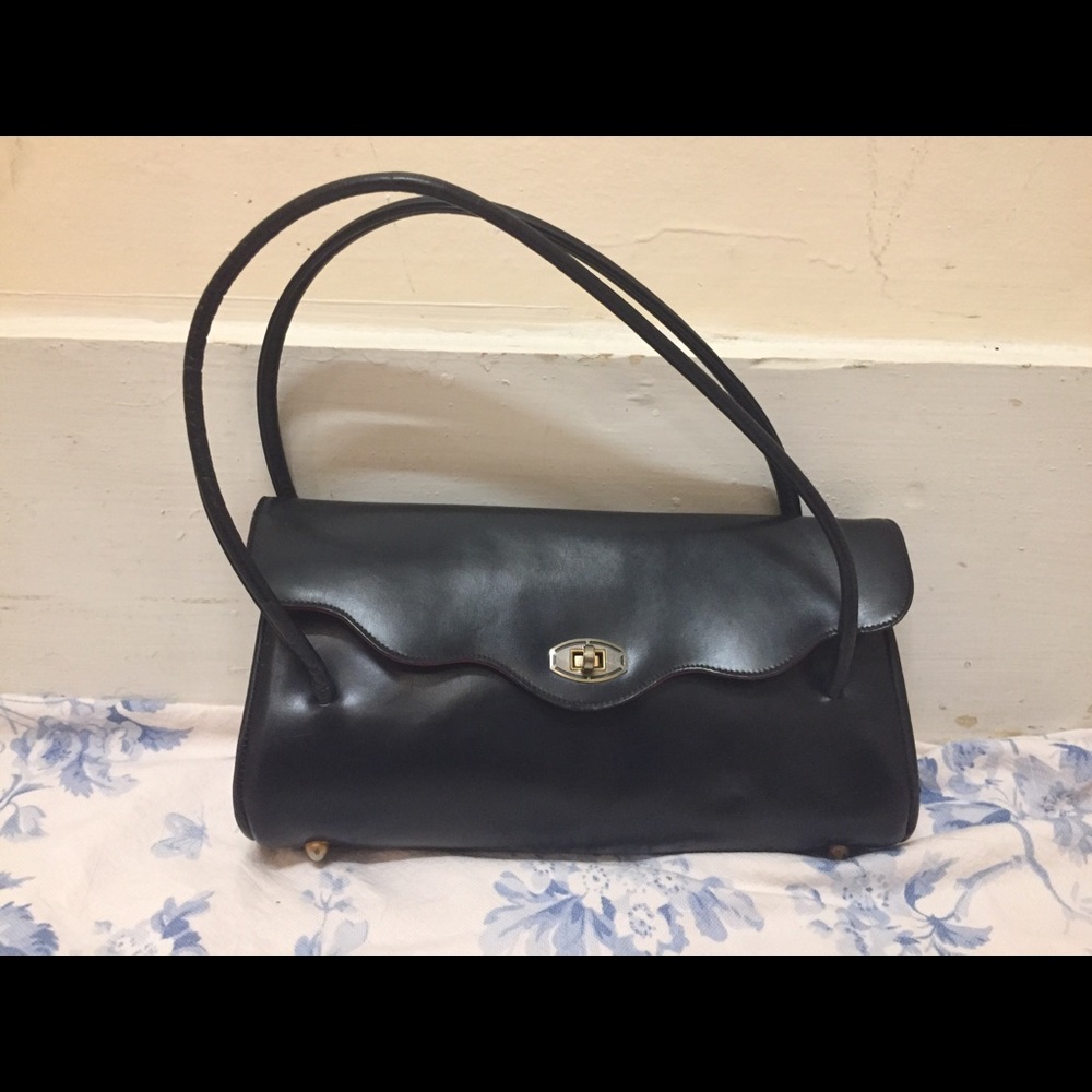 Dofan vintage black leather handbag/purse